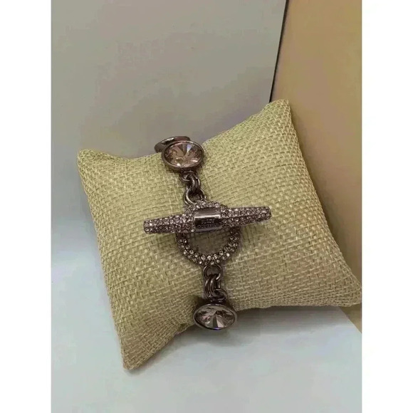 Juicy Couture Rose Gold Toggle Clasp Swavorski Crystal Link Bracelet - Picture 5 of 6